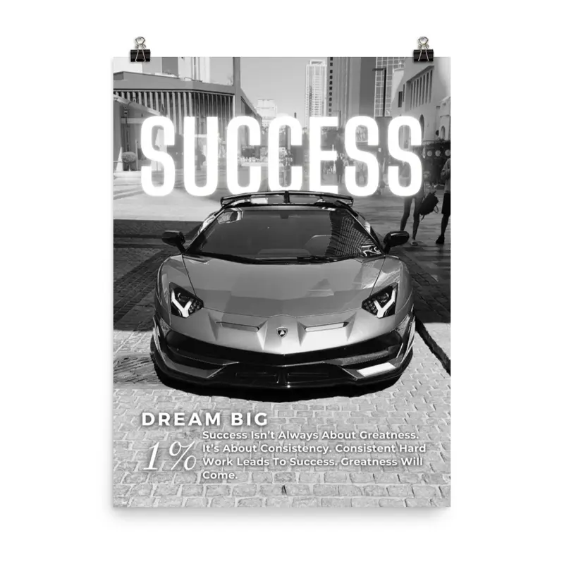 'Success' Lamborghini Motivational Inspirational Wall Art Poster For Home Decor 1