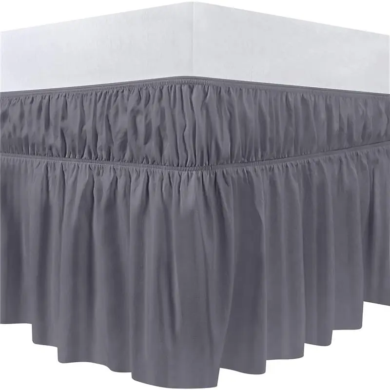 Utopia Bedding Valance Sheet Double - 135 x 190 cm - Easy Wrap Around Elastic Bed Skirt - Soft Brushed Polyester Microfiber Bed Ruffle with a Drop of 40 cm - Grey 1
