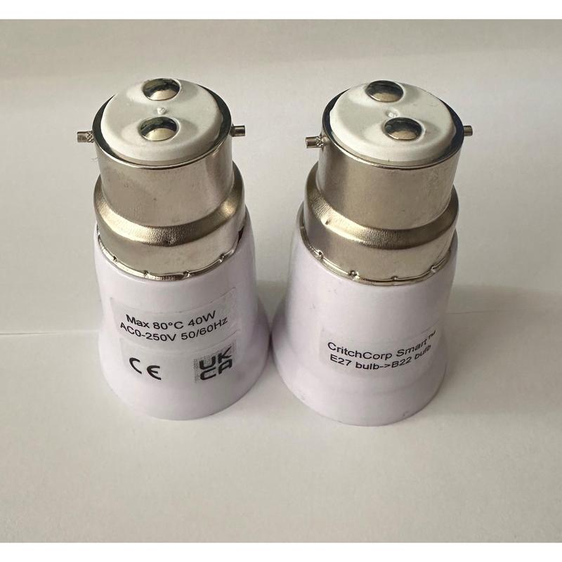 CritchCorp Smart™ V1 E27 to B22 bulb converter. Make your E27 bulb work in a B22 socket 2