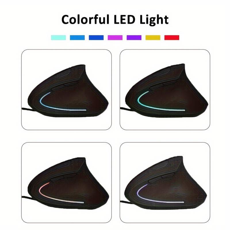 Optical Wired Vertical Mouse for Right-Handed PC Gamers with Glitter Embellishment 6
