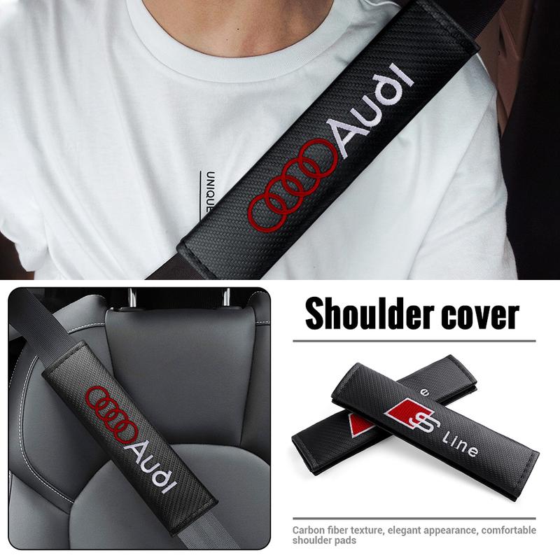 2x Car Seat Belt Cover Shoulder Protector Cushion Pad Auto Accessories For Audi S line A3 8p 8v 8l A4 b8 b6 b9 A6 c7 A5 Q5 Q3 A1 Q7 2