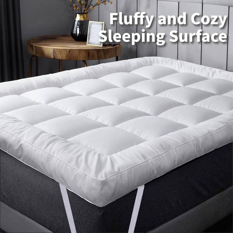 Product Introduction of 100% Brushed Microfiber King Mattress Topper, 1000gsm Filling Fiber - Super Soft and Cozy, Hypoallergenic, Elastic Straps Double Bed Topper - Available in All Sizes UK 1
