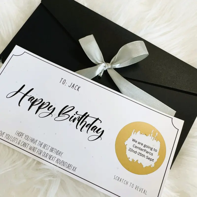Customisable Birthday Surprise Scratch Card, Personalised Gift Card for Any Occasion, Luxury Gift Envelope, Scratch and Reveal Personalised Bday Surprise 3