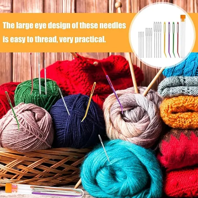 16 Pcs Large Eye Blunt Needles, Darning Needles for Wool, Crochet Needles, Tapestry Needle Yarn Needle, Wool Needles for Sewing Up Knitting for Crochet DIY Crafts 4