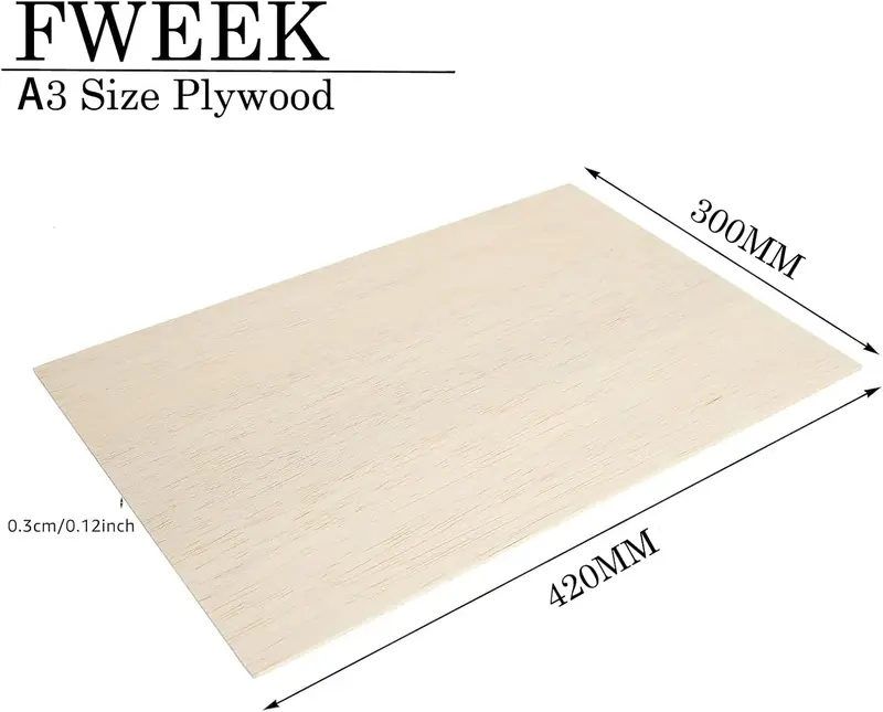 10 Pack 420 x 300mm Basswood Sheets, 3MM Craft Plywood Sheets, A3 Plywood Board 1