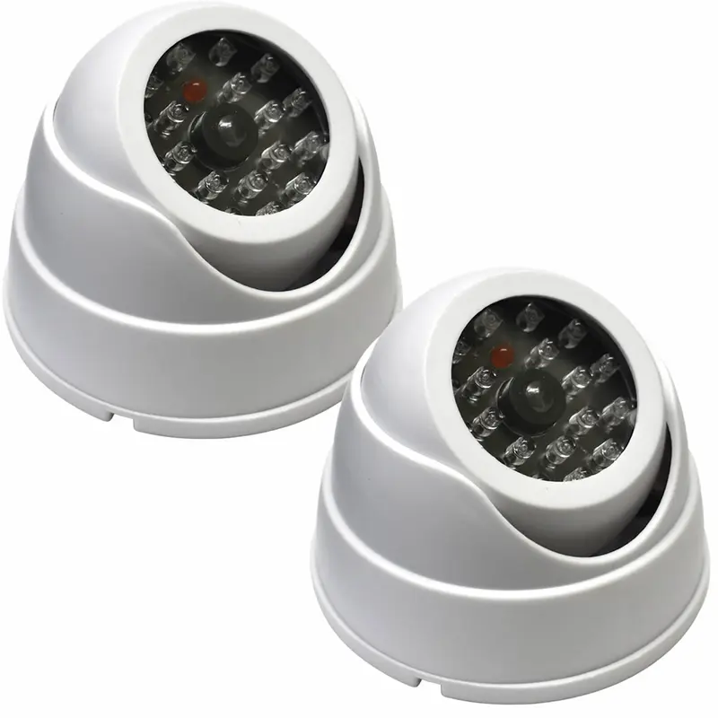 2x Dummy CCTV Cameras, Outdoor Fake Security Dome Camera With Flashing LED Lights, For Home And Business 1