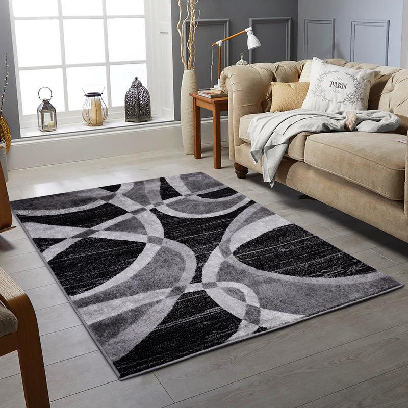 Black & grey Rug Large Area Rugs  Room Carpet Long Hallway Runner Floor Mat  Modern Design. Rugs 5