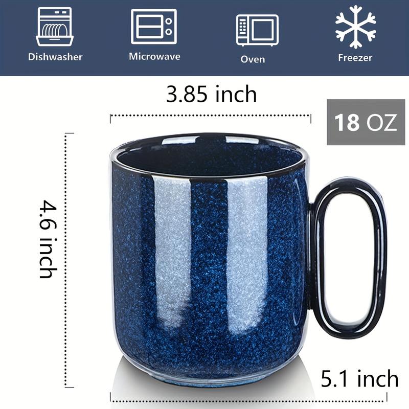 Product Introduction of Vicrays Ceramic Coffee Mug Set - 18 Ounce Large Stoneware Mug For Men Women - Unique Glazed Porcelain Mugs With Handle For Coffee Latte Tea Milk Cocoa - Set Of 4 (Blue) 0