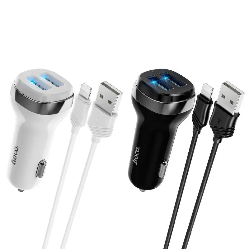 Fast Charging Dual Port USB Car Charger with Lightnning Cable For iPhone, Samsung 4