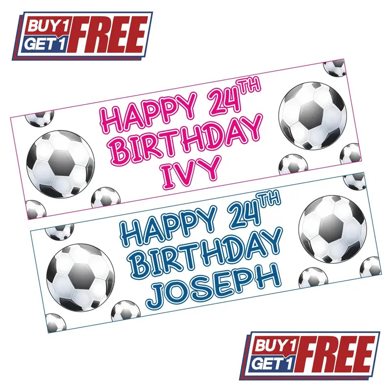 x2 Personalised Football Party Banner, Custom Party Decorations, Boys Birthday Party Decor, Football Themed Party, Sports Party Decorations 0