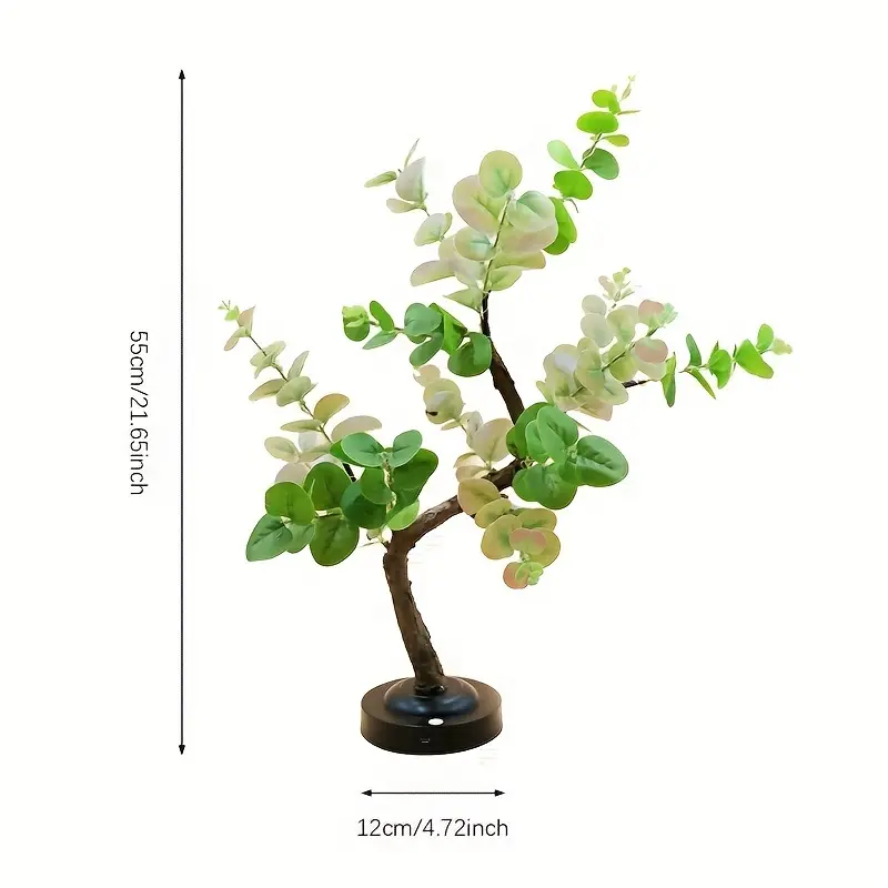 Shenzhi Tech DIY Bonsai Eucalyptus LED Tree Lamp - Flexible, Touch-Sensing Warm White Night Light, USB/Battery Powered, Perfect for Living Room, Bedroom Decor & Holiday Gifts 1