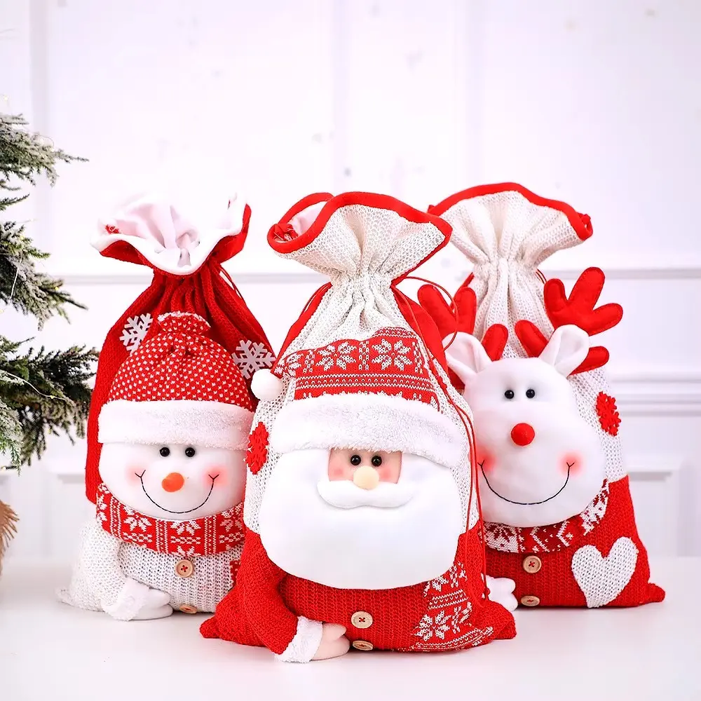 For Party Favors Home Decoration Christmas Gift Doll Bags 3D Design Christmas Cookies Packing Supplies Wrapping Bags Gift