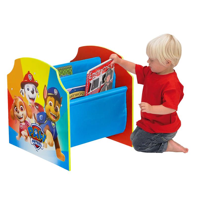 Kids Paw Patrol Sling Bookcase Unit with 4 Shelves, Children's Kids Wooden Furniture Book Shelf, Chase Skye Rocky Pawpatrol 1