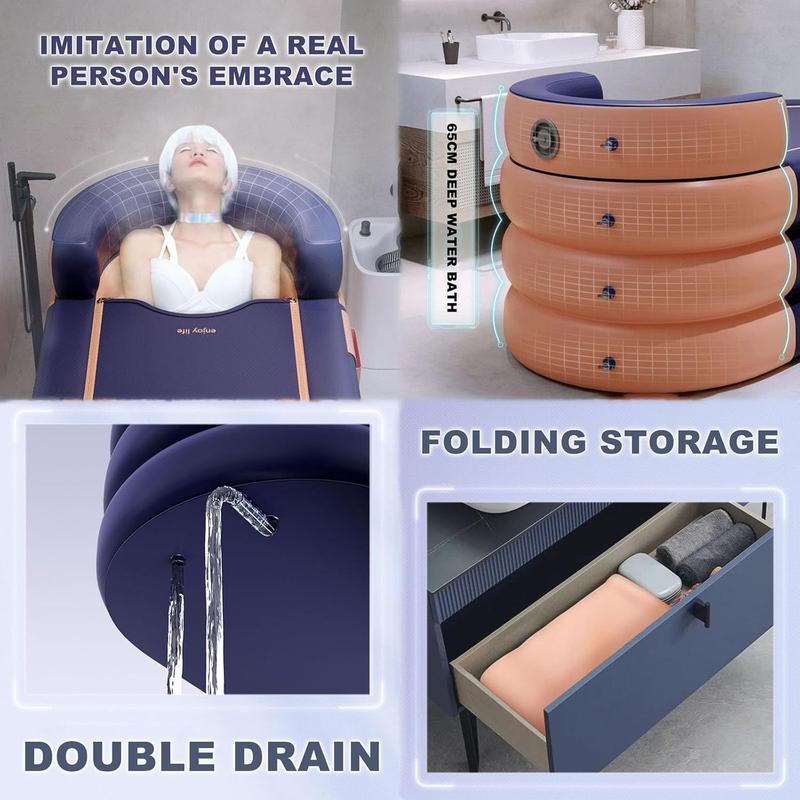 Product Introduction of Luxury Portable Inflatable Bathtub with Cushioned Backrest & Removable Cover - Waterproof, Durable Spa & Sauna Tub for Deep Soaking, Easy Drainage, Foldable Design for Space-Saving Storage, Multipurpose Plastic Deck Box, Large Capacity, Outdoor Storage Bi 10