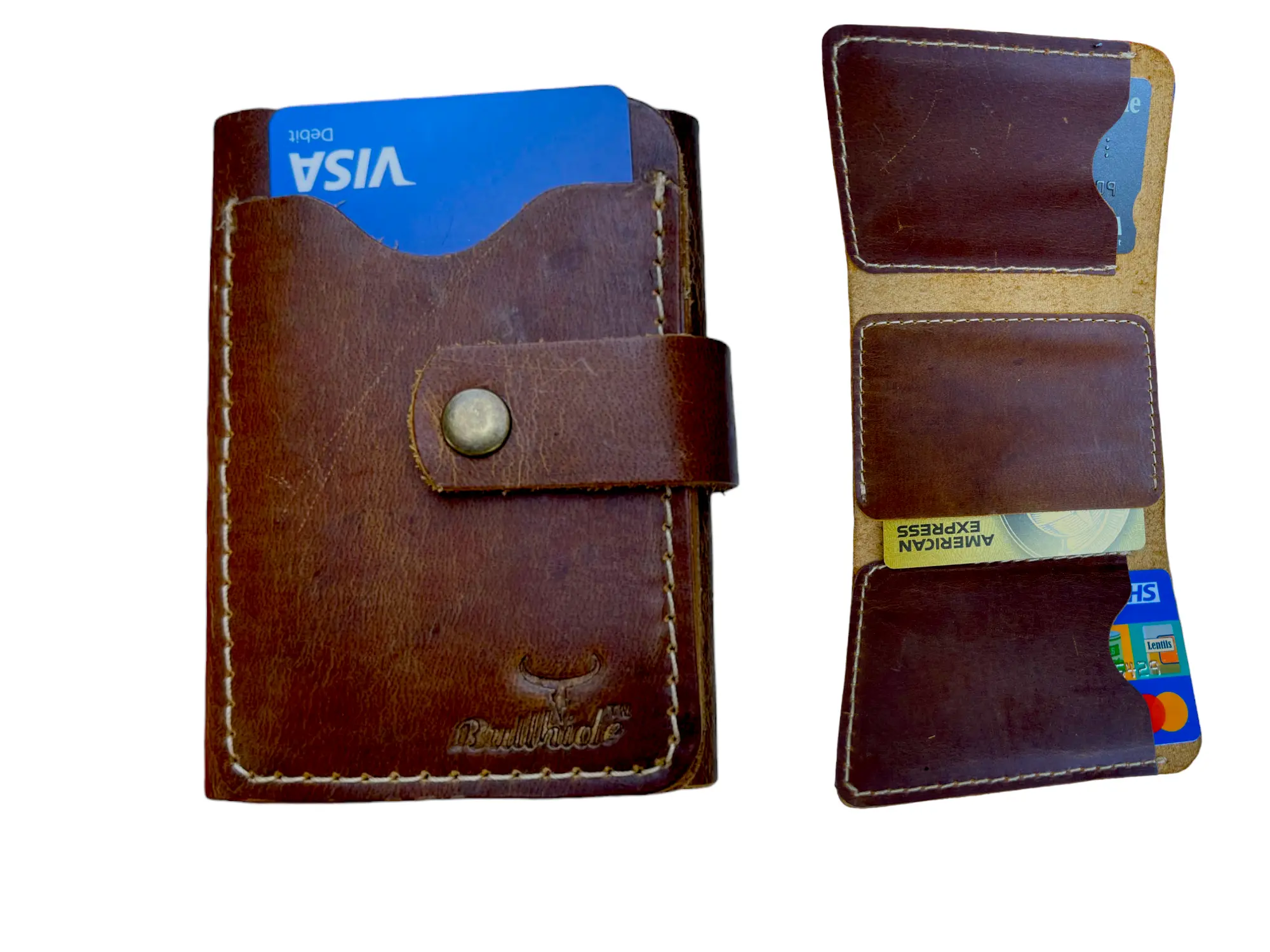 Trifold Bullhide Genuine Leather Smart Wallet – Sleek, Durable Credit Card Holder