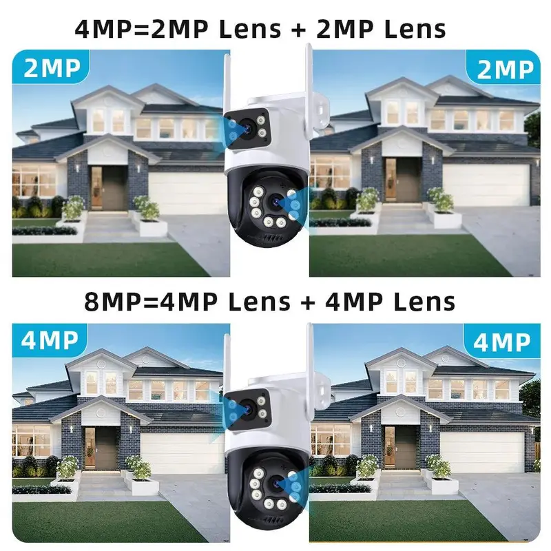 Wifi Surveillance Camera 4K 8MP Dual Lens Wireless Outdoor Security PTZ IP Cameras 4