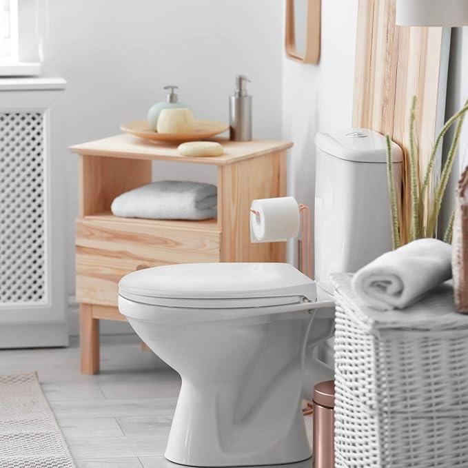 Tanness Quick Release Toilet Seat - with Soft Close & Hinges for Easy Cleaning Universal Bathroom Bowl Seating Thermoset Lid, ABS Cylinder, Fixings 45.8x38x5cm, White