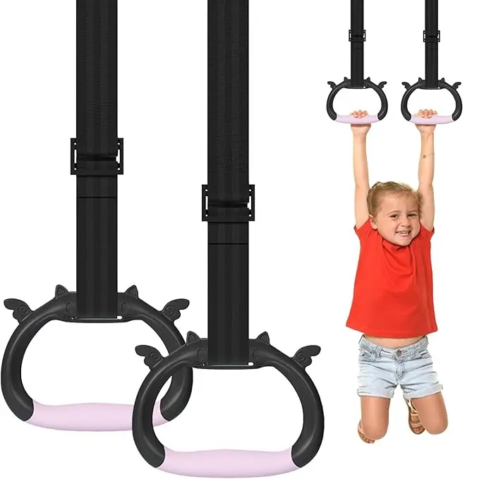 Gymnastics Rings for Kids Bars, Exercise Hanging Rings with Straps Professional Fitness Rings Pull Up Rings, Home Exercise Rings, Gym Accessories