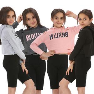 NOROZE Girls Distressed Hem Ripped Crop Top Hoodie Kids Sweatshirt Pullover BRKLYN Print Hoodies UK Sizes 7-13 Years