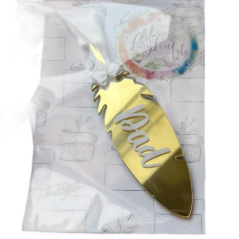 Feather Tree Bauble Gift for Dad Mum Nan Grandad Brother Sister Child or In Memory of Feather Gift Shiny Ornaments Decoration 1