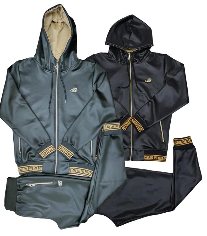 Mens TiM Tracksuit Shine Designer Fit Urban Zip Up Top Matching Jogger 2pcs Set 0