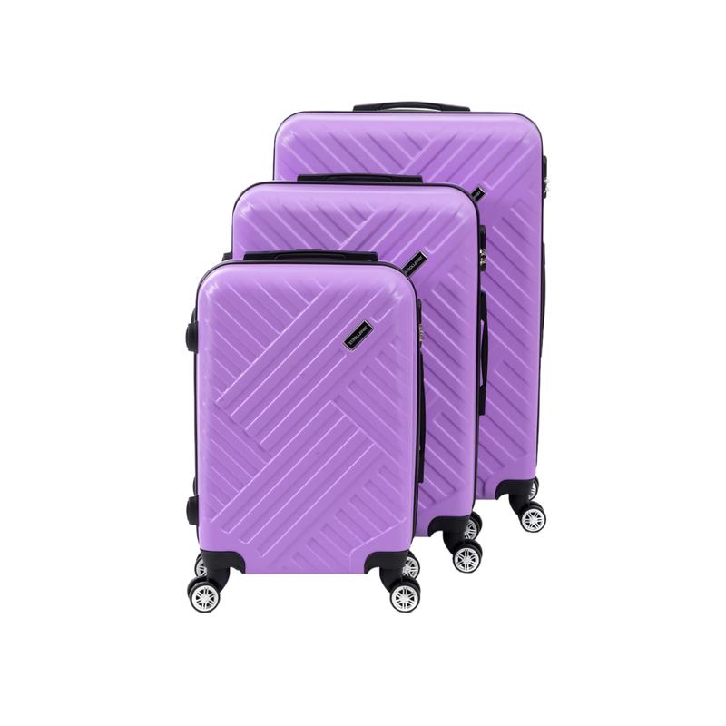 ABS Hard Shell London Zip Suitcase with Combination Lock - Black, Dark Grey, Lilac, Navy Blue - Small, Medium, Large Sizes - Set of 3 4