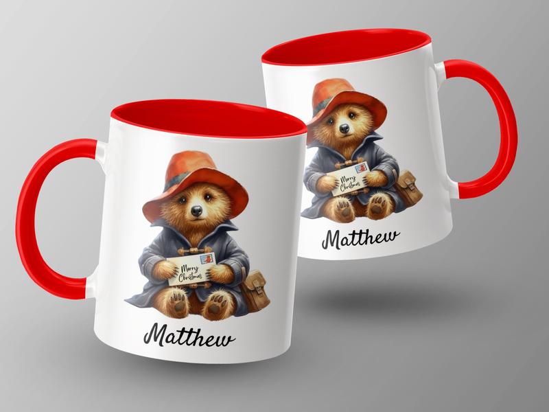 Bear Mug, Personalised 11oz Ceramic Mug, Christmas Gift, Children's Stocking Filler Drinkware Drinkware Reusable Cup Drink obsession festive  mugs 4