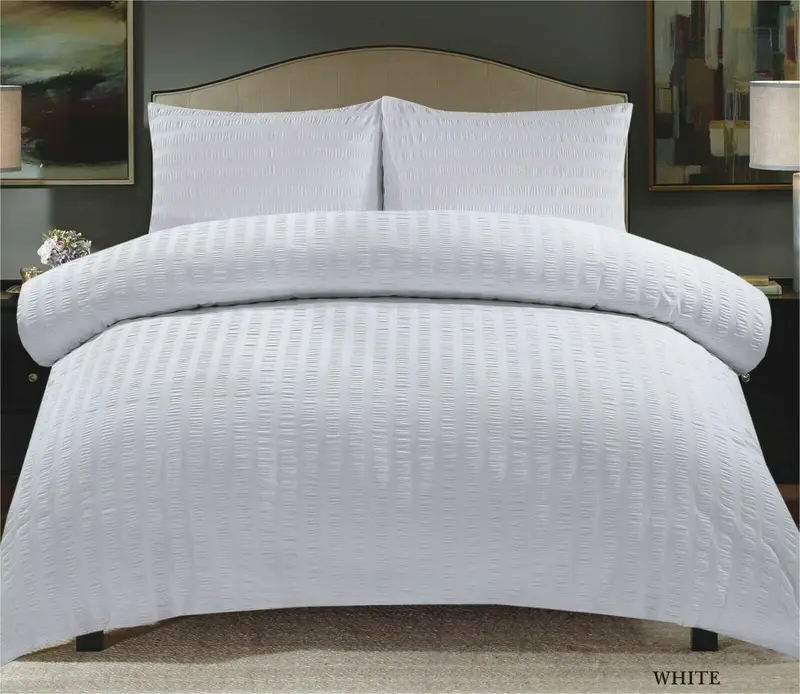 Seersucker Duvet Quilt Cover with Pillow cases Non Iron Bed cover   soft pink 2