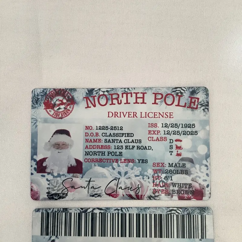 Santa lost licence printed on both sides. 2