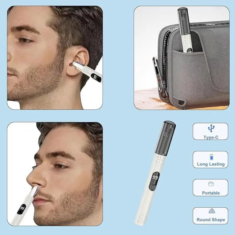 Premium Waterproof USB-C Rechargeable Nose & Ear Hair Trimmer – Electric Professional Clipper for Safe, Efficient Grooming, Perfect for Men & Women, Travel-Friendly & Gentle on Sensitive Skin 1