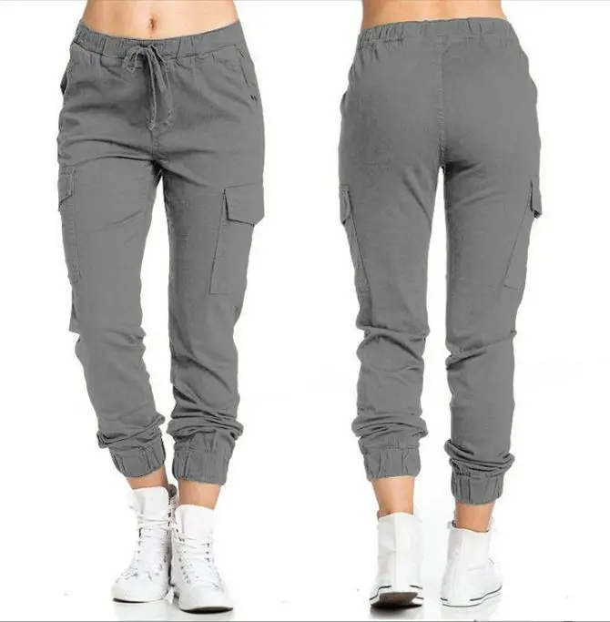 Women's Pants Cargo Casual Elastic Waist String Sidepocket Pants Elastic Workwear Pants [Size6-18]