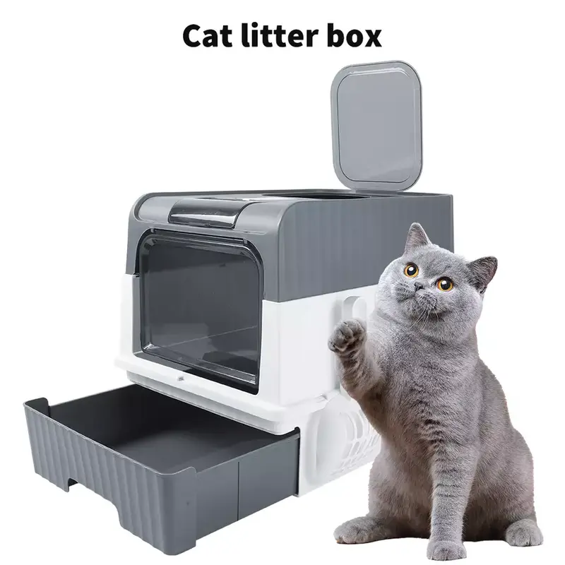 XLarge Cat Litter Box Self Cleaning Pan Drawer Anti-Splashing Cat Potty Tray 1