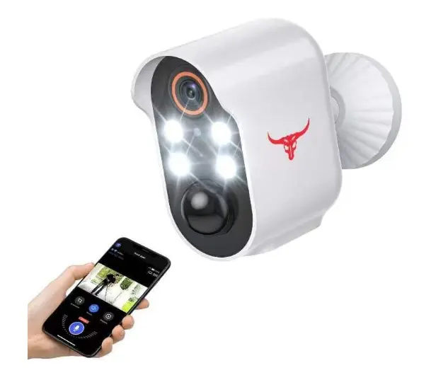 1080p Wireless Security Camera with Spotlights for Indoor Outdoor Use, Bullet Surveillance Cam, AI Human Detection, 2-Way Talk, Night Vision, Cloud Storage, 2.4G WiFi (4 Spotlights)