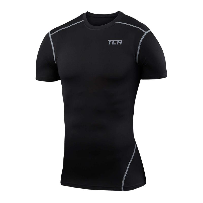 TCA Men's Pro Performance Crew Neck Compression Base Layer Football Running Short Sleeve Thermal Under Shirt 1