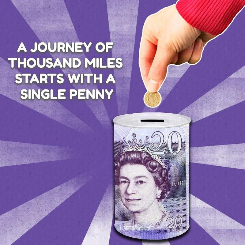 Money Box Tin £5 £10 £20 £50 Pound Note Kid Saving Cash Piggy Bank Box Decor Gift Light Security Ornaments 9