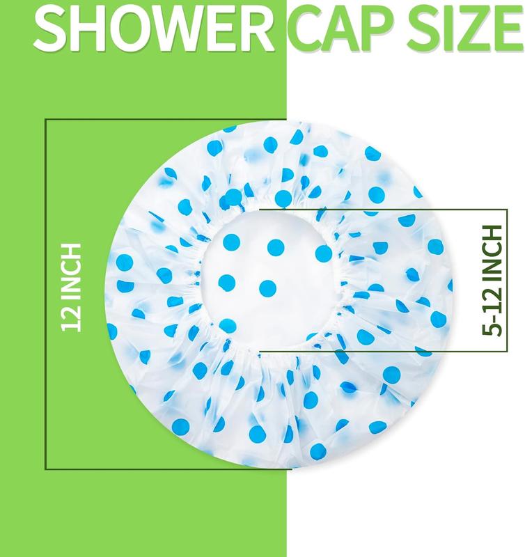 4 Pack Shower Caps for Women/Men, Light Weight Plastic Shower Caps for Women UK 30cm Width with Good Quality Elastic, Perfect for Use at Home, and Spa 1