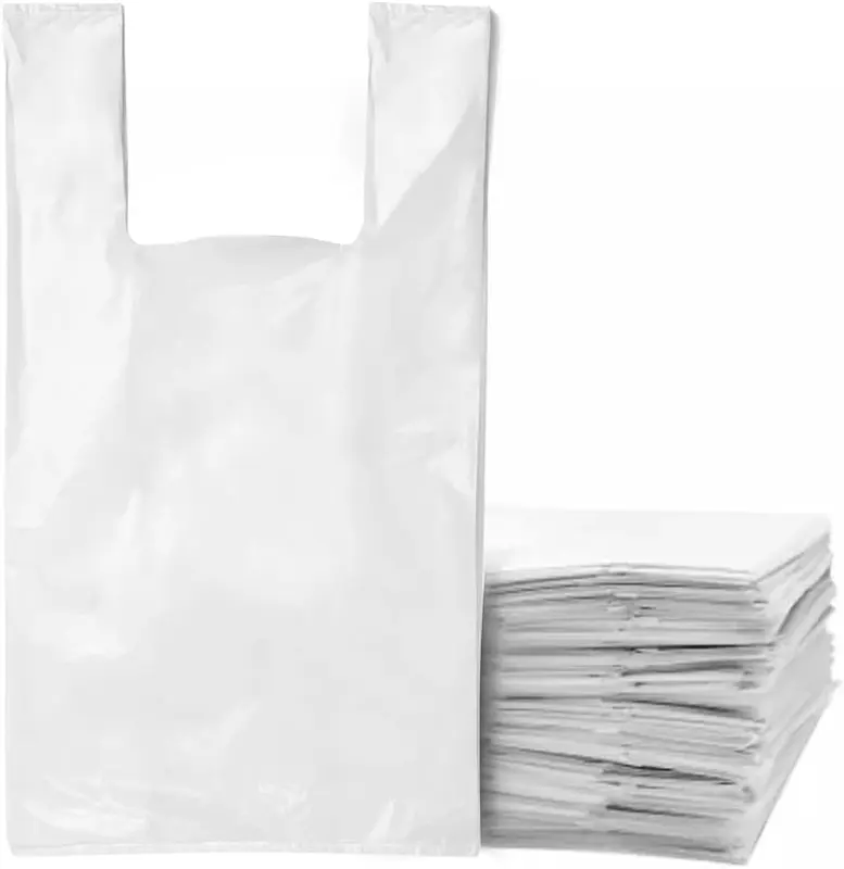 100 White Plastic Vest Style Carrier Bags *CHOOSE YOUR SIZE* | Plastic Carrier Bags With Handles | Plastic Bags for Shopping Groceries Gift Boutique Supermarket Market Stall 11 x 17 x 21 Inch 0