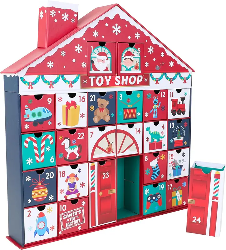 Toyland 44cm (17 Inch) Christmas 3D Toy Shop Advent Calendar With Dated Pull Out Boxes - Christmas Decoration 0
