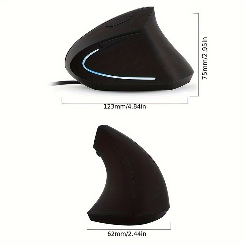 Optical Wired Vertical Mouse for Right-Handed PC Gamers with Glitter Embellishment 4