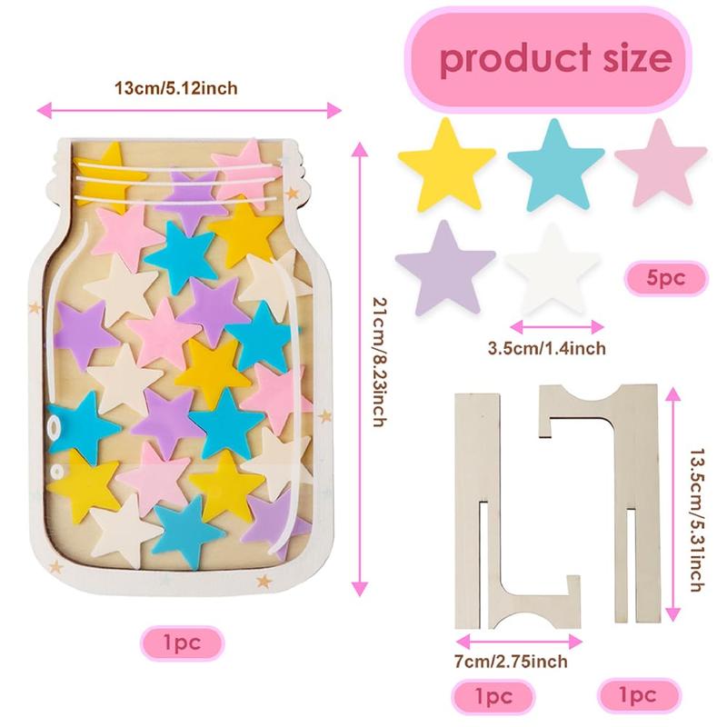 WALLFID Stars Reward Jar for Kids,Stars Charts for Children Behaviour,Potty Training Reward Chart for Kids,Chore Chart for Children, Home School Reward Jar for Incentivizing Children 4