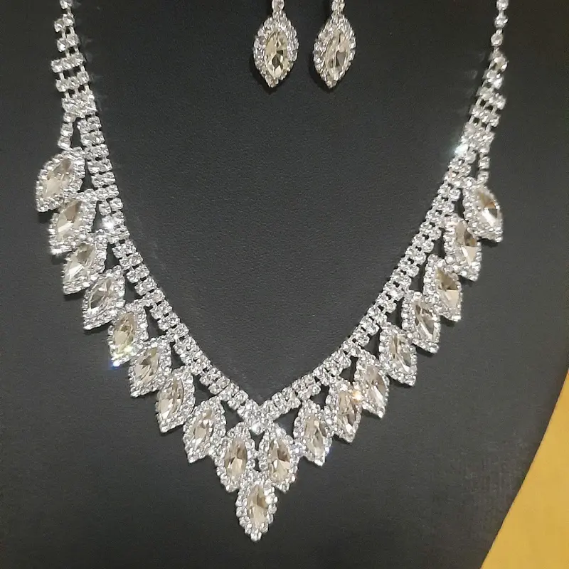 Diamante White Multi Luxury Elegant Jewellery Set with Drop down Earrings Wedding party occasion 1