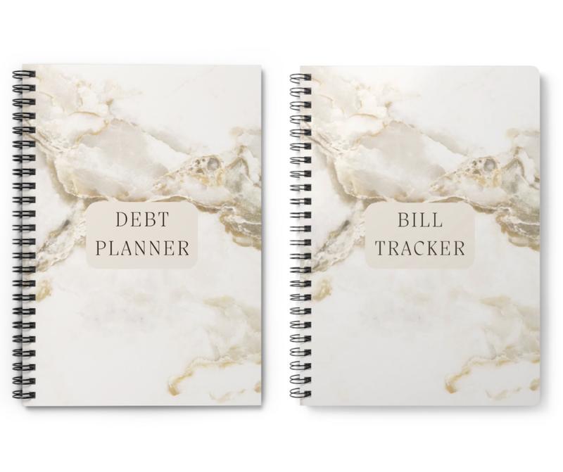 Marble Bill Tracker & Debt Planner Bundle A5 Two Book Bundle Stationery Planner Bundle 0