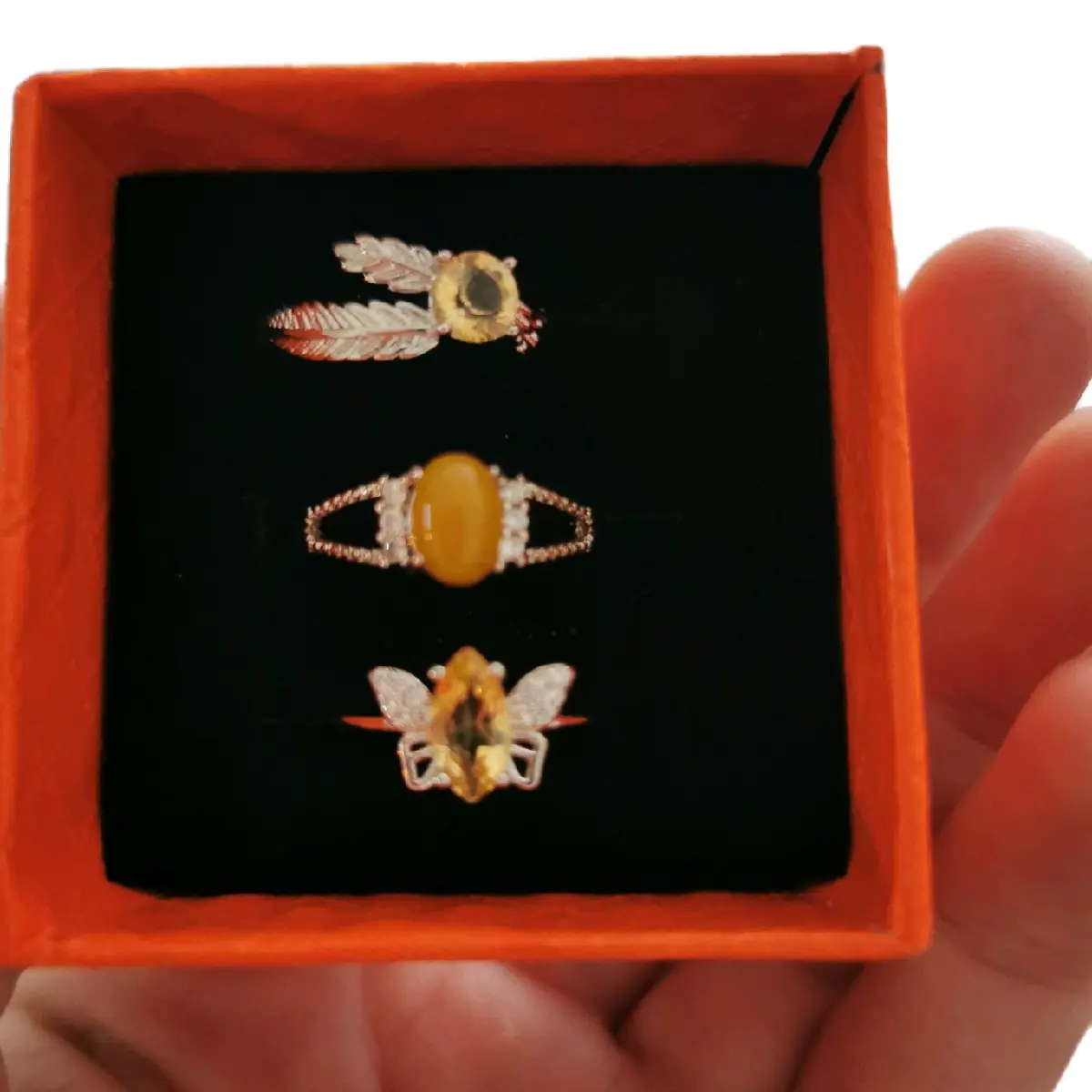 Natural Crystal adjustable ring sets