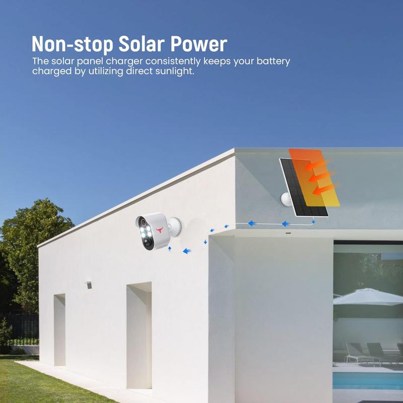 Uk Stock 1080p Wireless Solar Security Camera with 4 Spotlights for Indoor Outdoor Use, AI Human Detection, Live View, 2-Way Talk, Night Vision, 2.4G WiFi Only, Cloud Storage 4