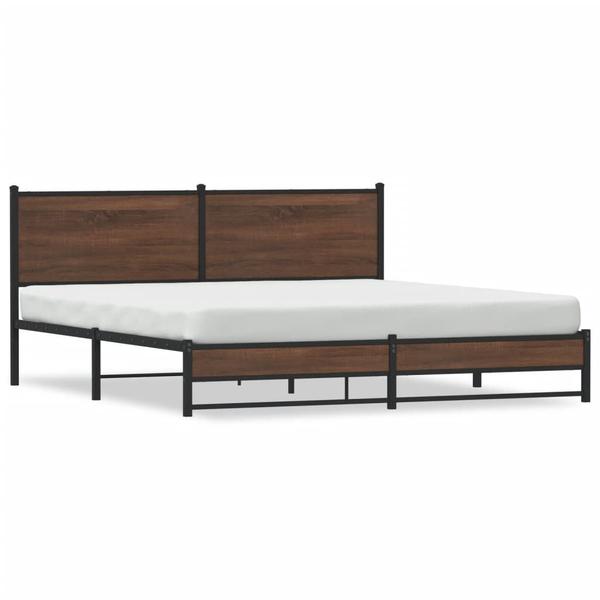 VidaXL Stylish Brown Oak Metal Bed Frame - Dimensions 183x213 cm 1