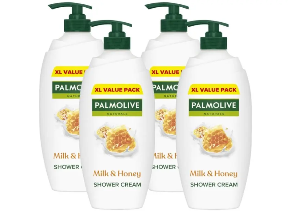 Naturals Milk & Honey Shower Gel Cream 4X750ml with Vitamin E and Almond Milk - Cosmetic, Comfort Body Care Scent Body Wash Jasmine Nourishing Vanilla Scented Aroma Cleansing Cleanser Skin Repair Skincare