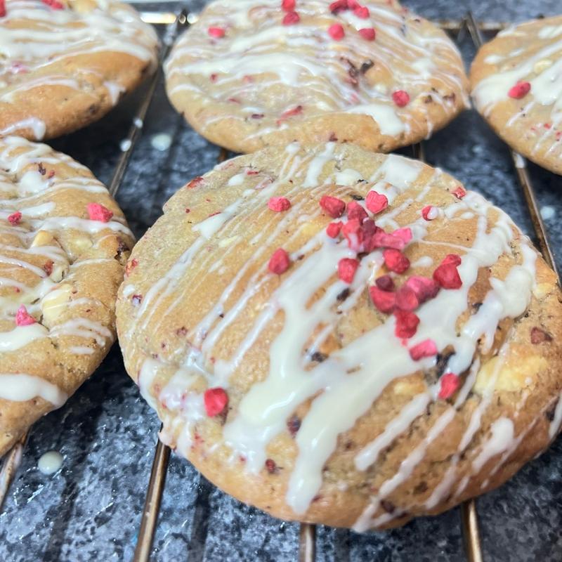 White chocolate and Raspberry NYC Style Cookies 1