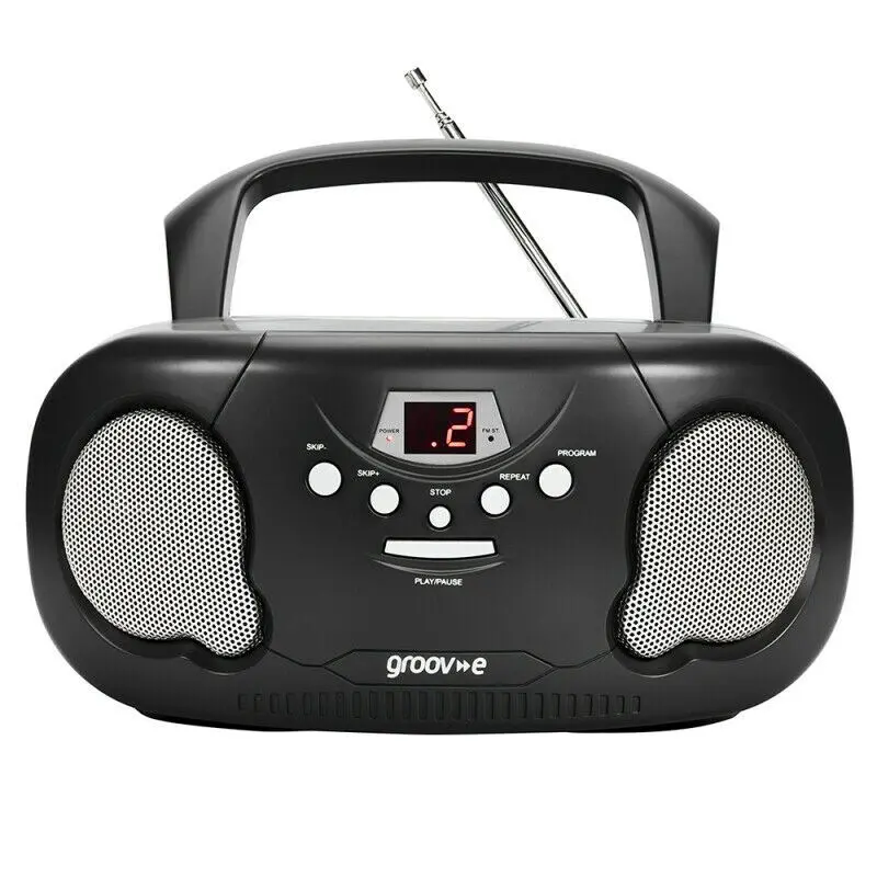 Groov-e Original Boombox Portable CD Player with AM/FM Radio LED Display