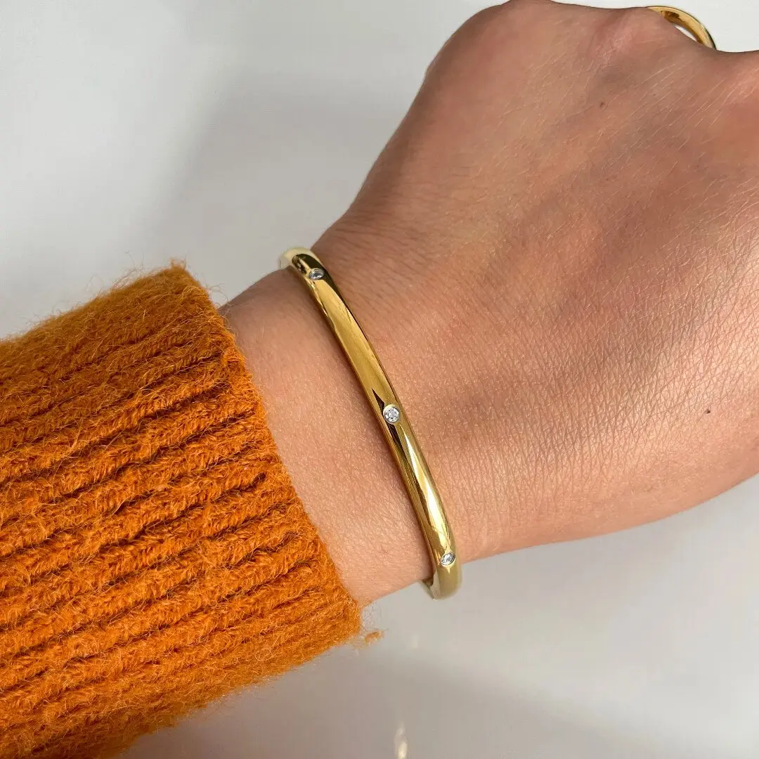 18k Classic Gold Plated Bangle , CZ Bangle Gold Plated Bangle, Statement Gold Bangle, Gold Plated Bangle, Bangle, Tarnish, Christmas Gift