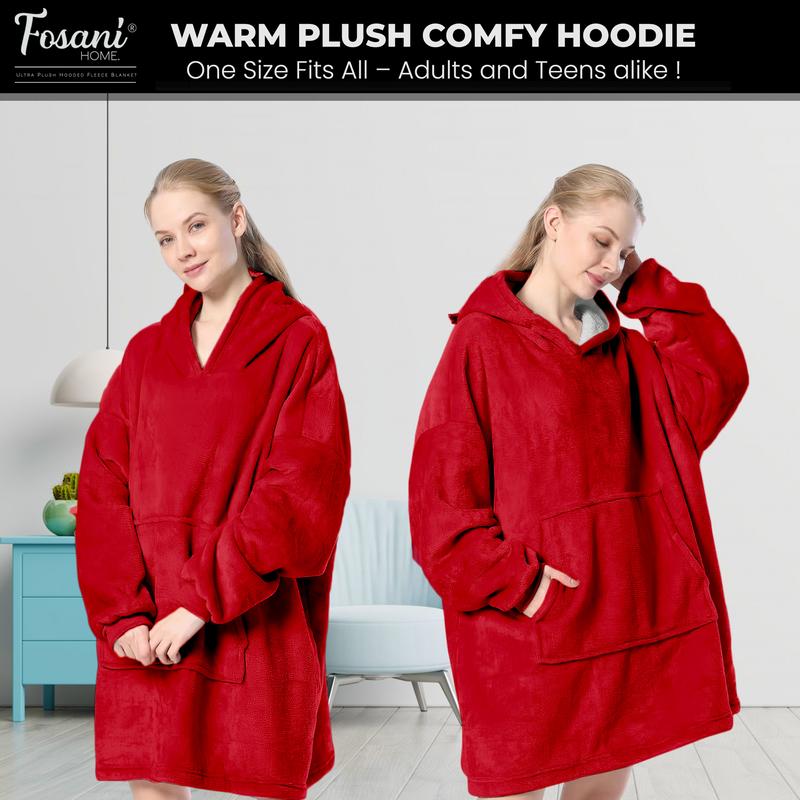 FOSANI Oversized Hooded Fleece Sherpa Blanket For Men, Women, Teenagers and Kids alike - One Size Fits All 3